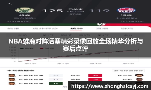 NBA雄鹿对阵活塞精彩录像回放全场精华分析与赛后点评